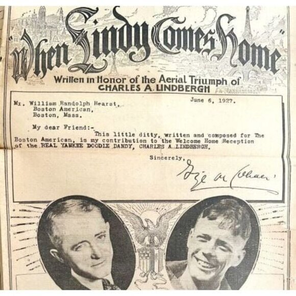 1927 When Lindy Comes Home Charles Lindbergh Sheet Music Newspaper Article DWHH1 - Picture 1 of 4